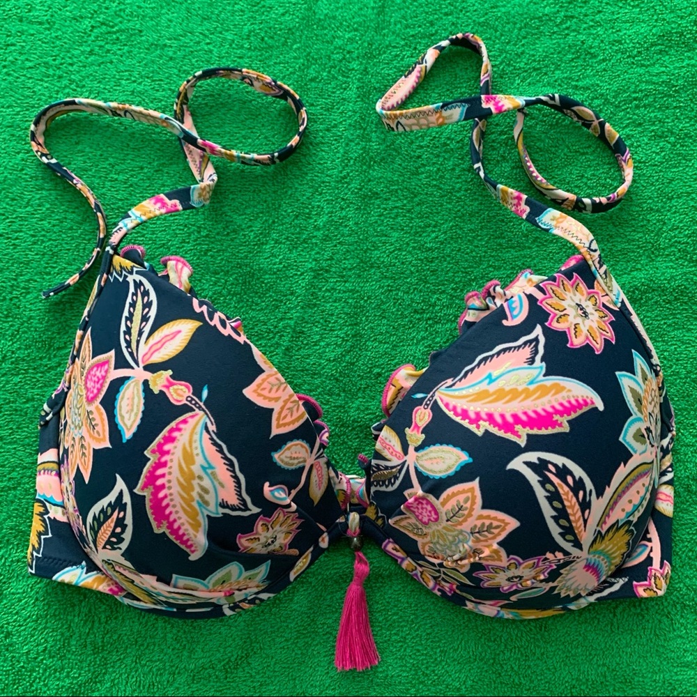 Bright patterned bikini top